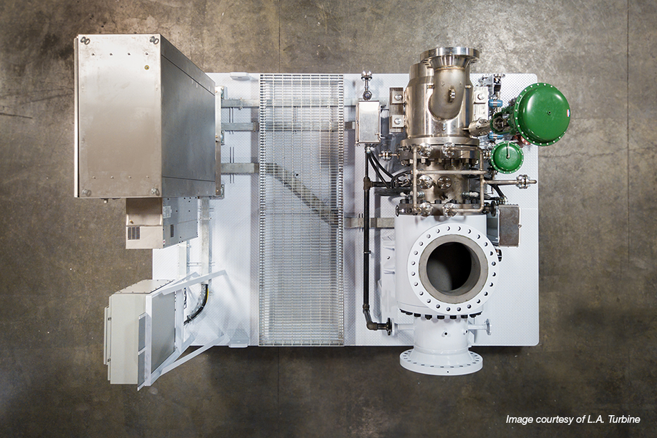Top view of the L.A. Turbine ARES AMB turboexpander-compressor footprint (Image courtesy of L.A. Turbine)