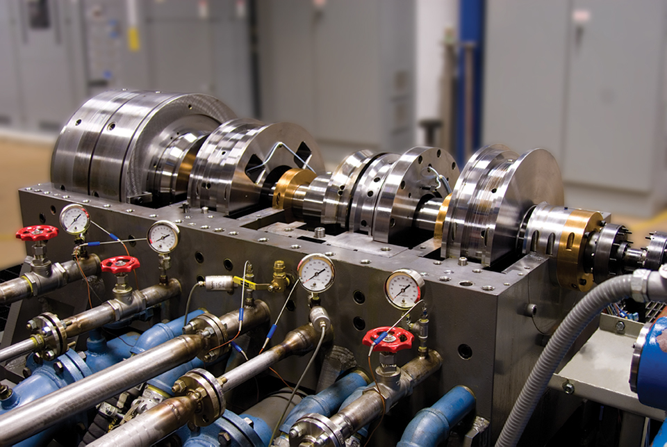 Research & development test rig for fluid film thrust bearings