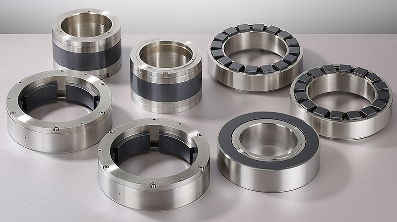 Ceramic thrust and journal bearings for water injection pumps